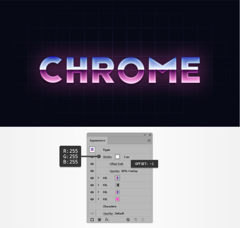 如何在Ai中创建复古的Chrome文本效果