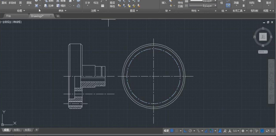 用CAD制作法兰套机械模型