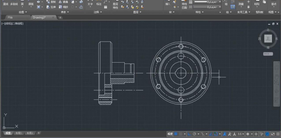 用CAD制作法兰套机械模型