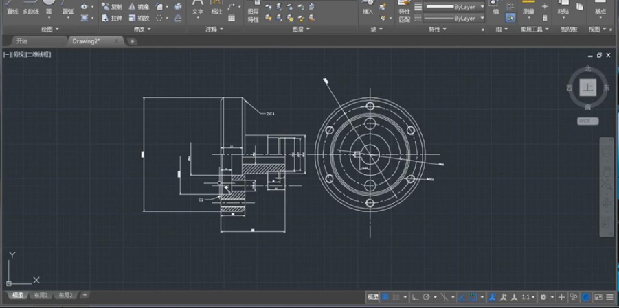 用CAD制作法兰套机械模型